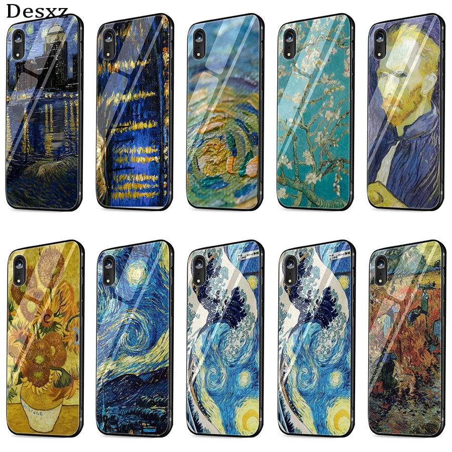 Desxz стеклянный чехол из ТПУ Noche Estrellada de Van Gogh для iPhone 5 5S SE 6 6s 7 8 Plus X XR XS