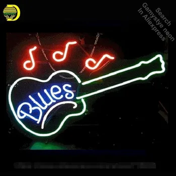 

NEON SIGN For Blues Guitar Glass Tube Music Handcrafted With Metal Frame Artwork Great Gifts Night Lamp Super BRIGHT Advertise