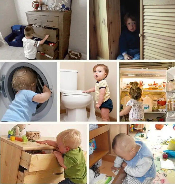 На холодильник, на кухню Детская безопасность замок для защиты ребенка детская шапочка двери ящика замок дети уход за детьми Детская