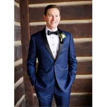 Costume Mariage Homme 2016 Custom Made Blue Slim Fits Suits Tuxedo Wedding Suits for Men Groom Suits Formal Party Suits