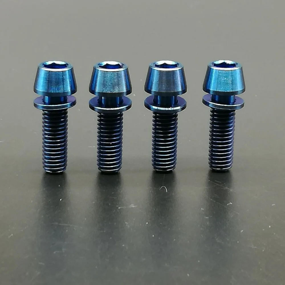 4Pcs Titanium Ti Blue M5x16mm Bolts Allen Hex Bike Tapered Head Screw