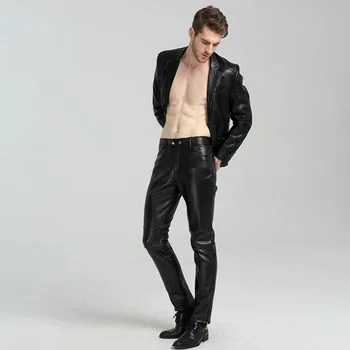 

2019 men feet cultivate one's morality leather pants Add wool pants of locomotive Leather pants of the cultivate one's morality