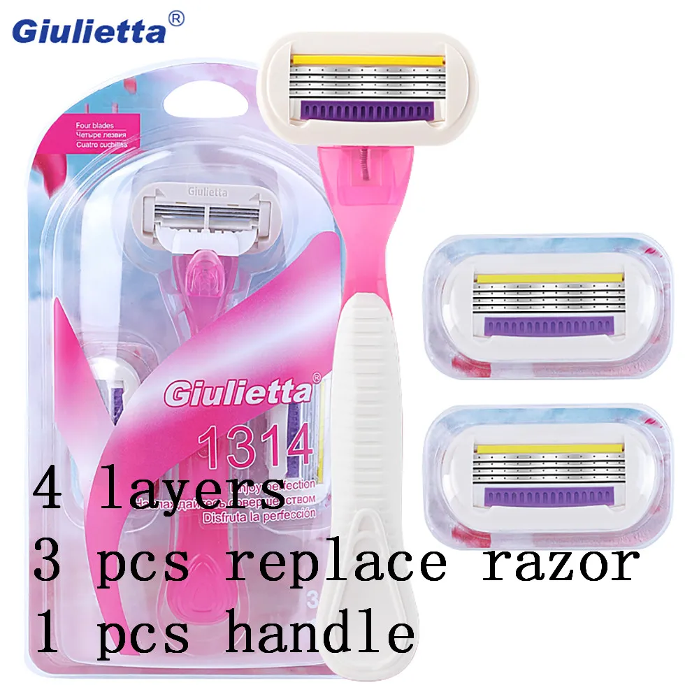 Giulietta 3 шт. бритва + 1 ручные лезвия для бритвы женщин выделенные 4-слойные