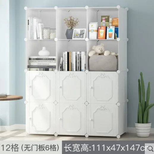 cheap White Luxury Multi layer Grid Bookshelf Storage Shelve for books Children book rack Blue Black Bookcase for home furniture B539