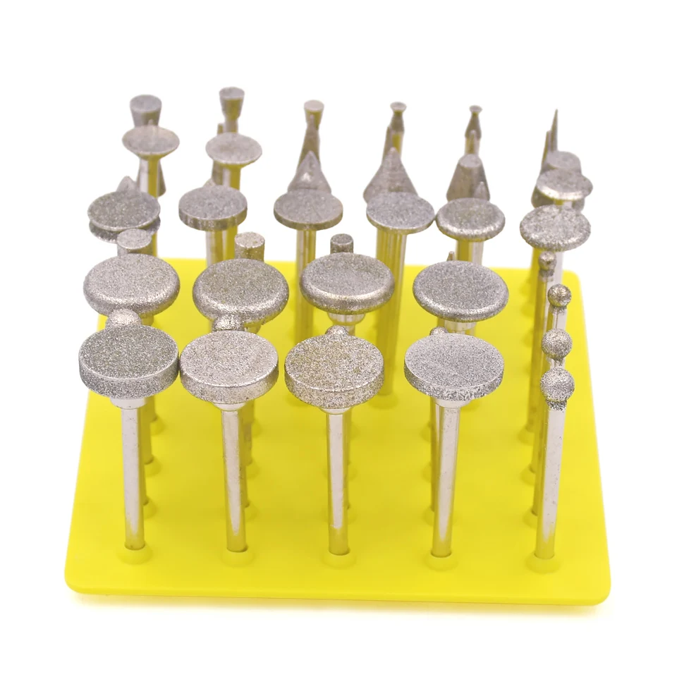 50pcs Diamond Grinding Burrs Mounted Points Rotary Tool Engraving