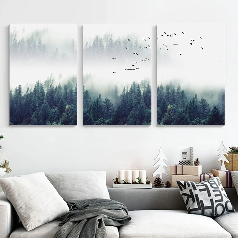 

Nordic Decoration Forest Lanscape Wall Art Canvas Poster and Print Canvas Painting Decorative Picture for Living Room Home Decor
