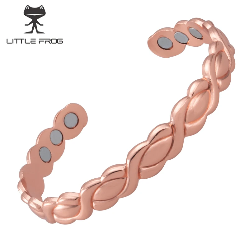 

LITTLE FROG Healthy Charm Bangles for Lady Cuff Copper Bangles Bracelets for Arthritis Female Fashion Jewelry Wristband