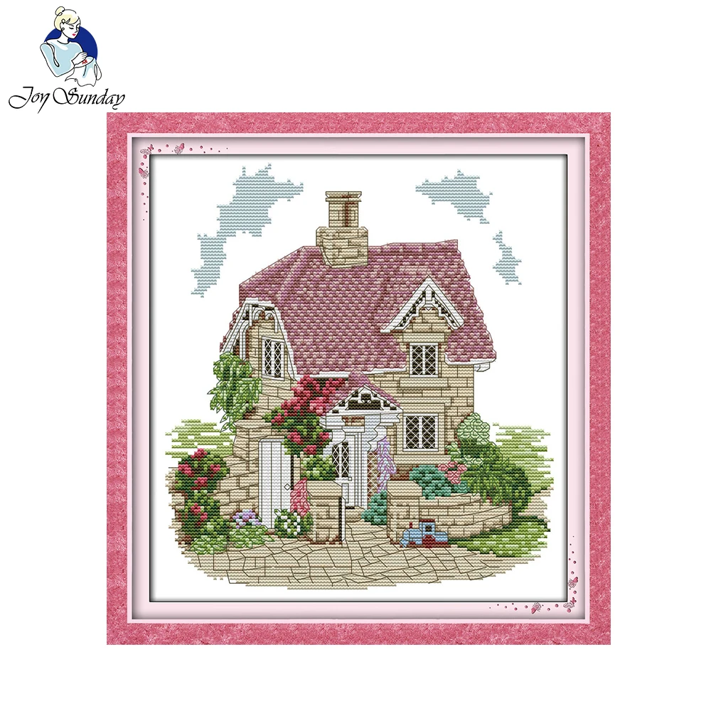 

Joy Sunday Exquisite Villa Pattern Scenery Decor Painting Counted Print On Canvas 14CT 11CT Chinese Cross Stitch Needlework Set