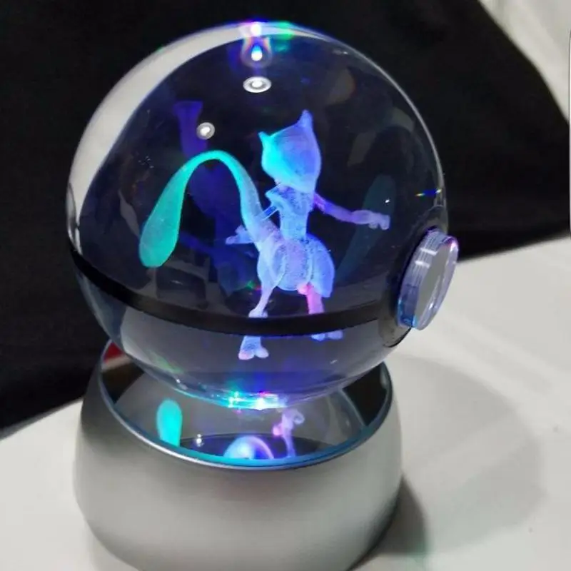 Geng ghost elves диаметр 5 см стеклянный Pokemon Pocket Monster Mewtwo 3D светодиодный ночник настольная лампа Usb СВЕТОДИОДНЫЙ светильник 3d светодиодный светильник