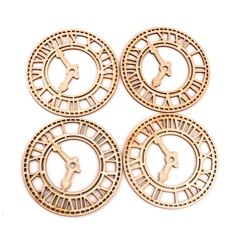 

Retro Clock Wood Ornaments Handmade Wooden Crafts Accessories Home Decoration Scrapbooks Children Painting DIY 94cm 1pcs