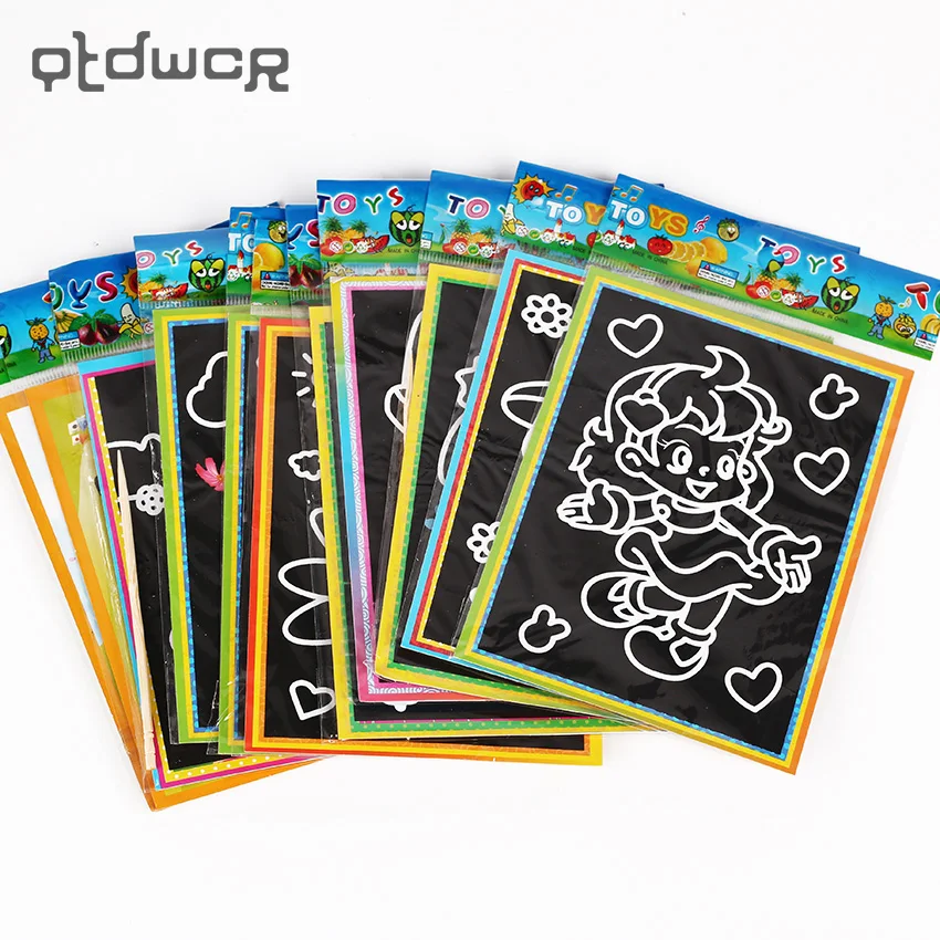6 PCS Children Scratch Art Doodle Pad Painting Card Educational Early Learning Drawing Book for Kids 13cmx9.5cm