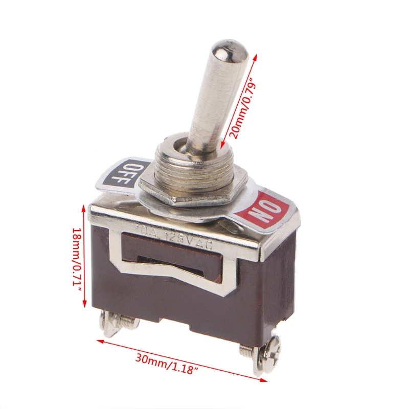 

OOTDTY Heavy Duty SPST 2Pin 2 Terminal 10A AC 250V ON/OFF Rocker Toggle Switch E-TEN1021 Toggle Switch 30x18mm