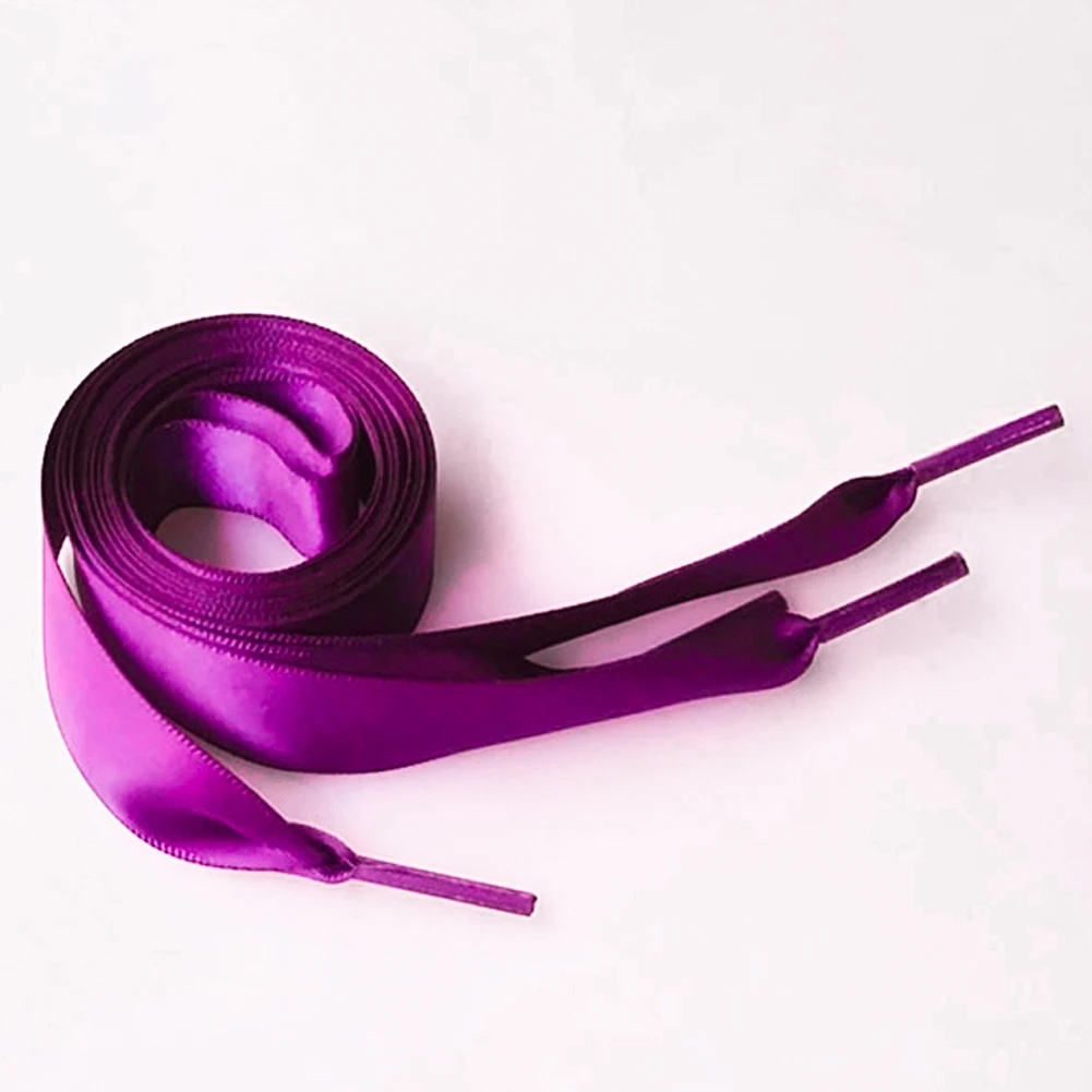 2 см широкий различные цвета плоские шелковые шнурки ленты Сатиновые туфли шнурки для спортивной обуви ботинки кроссовки(светильник фиолетовый - Цвет: dark purple