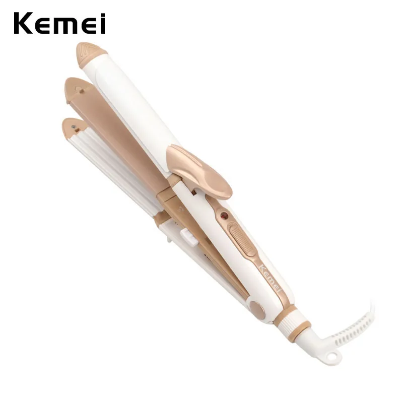 

Kemei Pro Hair Straightener Salon Styling Tool Ceramic Flat Iron Electric Hair Curler Corrugated Corn Curl Curling Tongs Crimper