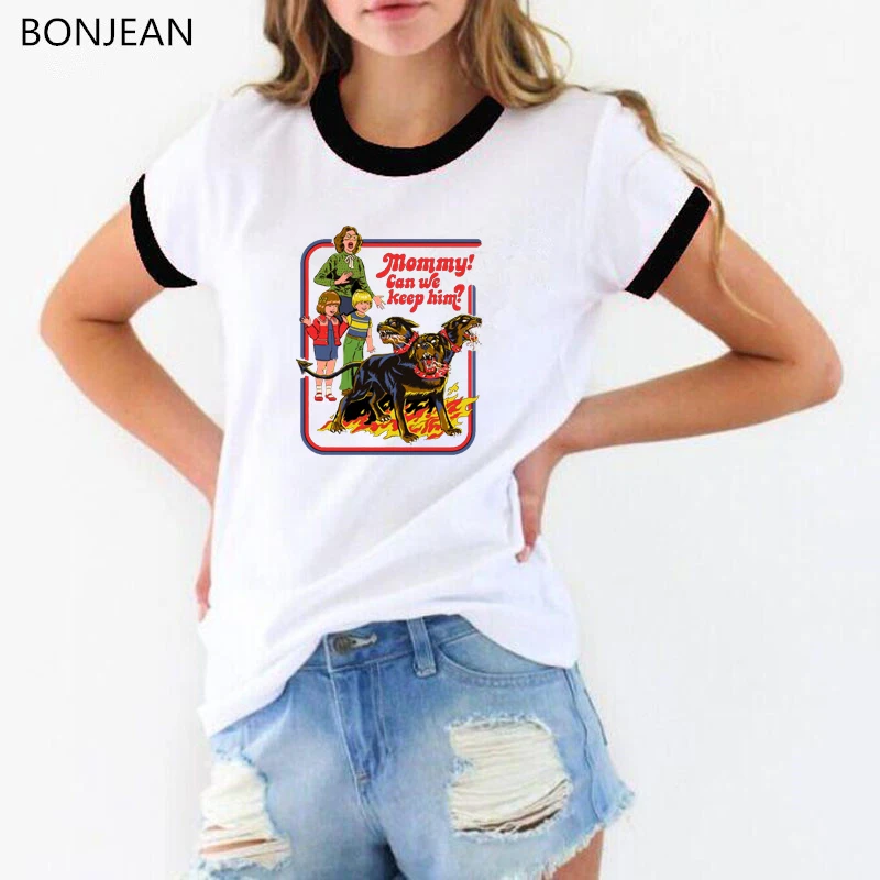 

Hot sale Women's Funny Tshirt Mommy Can We Keep Him Dogs Printed Vintage Tops Harajuku Streetwear Graphic Tees women T shirts
