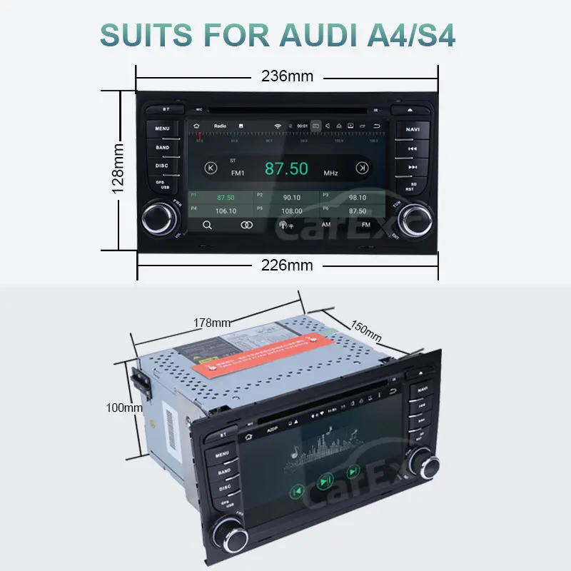 Excellent 7 Inch Android 9.0 Octa core Car DVD Stereo Player For Audi A4 S4 2002-2008 Canbus WIFI Radio GPS Bluetooth Multimedia Carplay 30