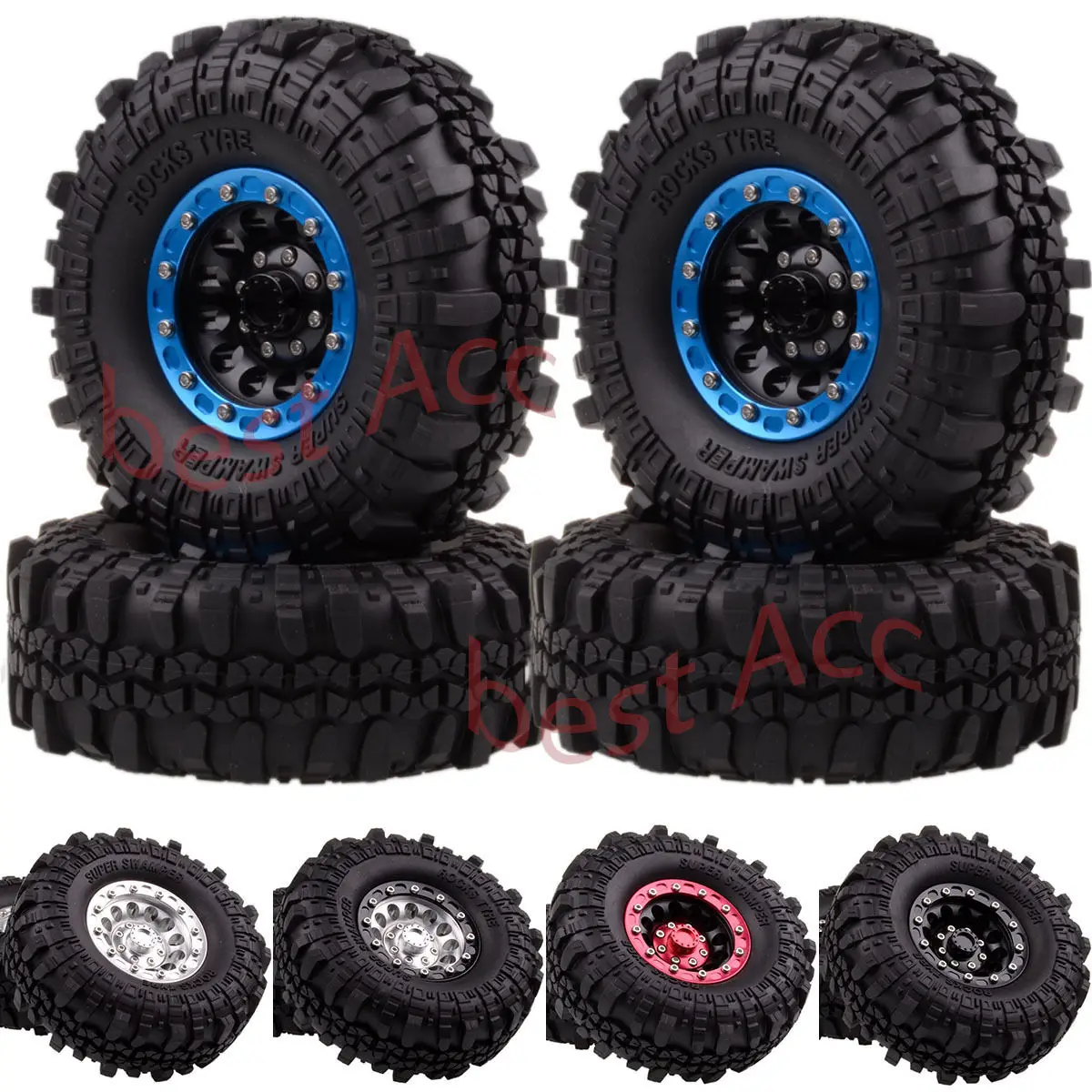 

4PCS 1060-7035 1.9" Alloy Wheel Rim Lock Supper Swamper Rocks Tires RC Rock Crawler