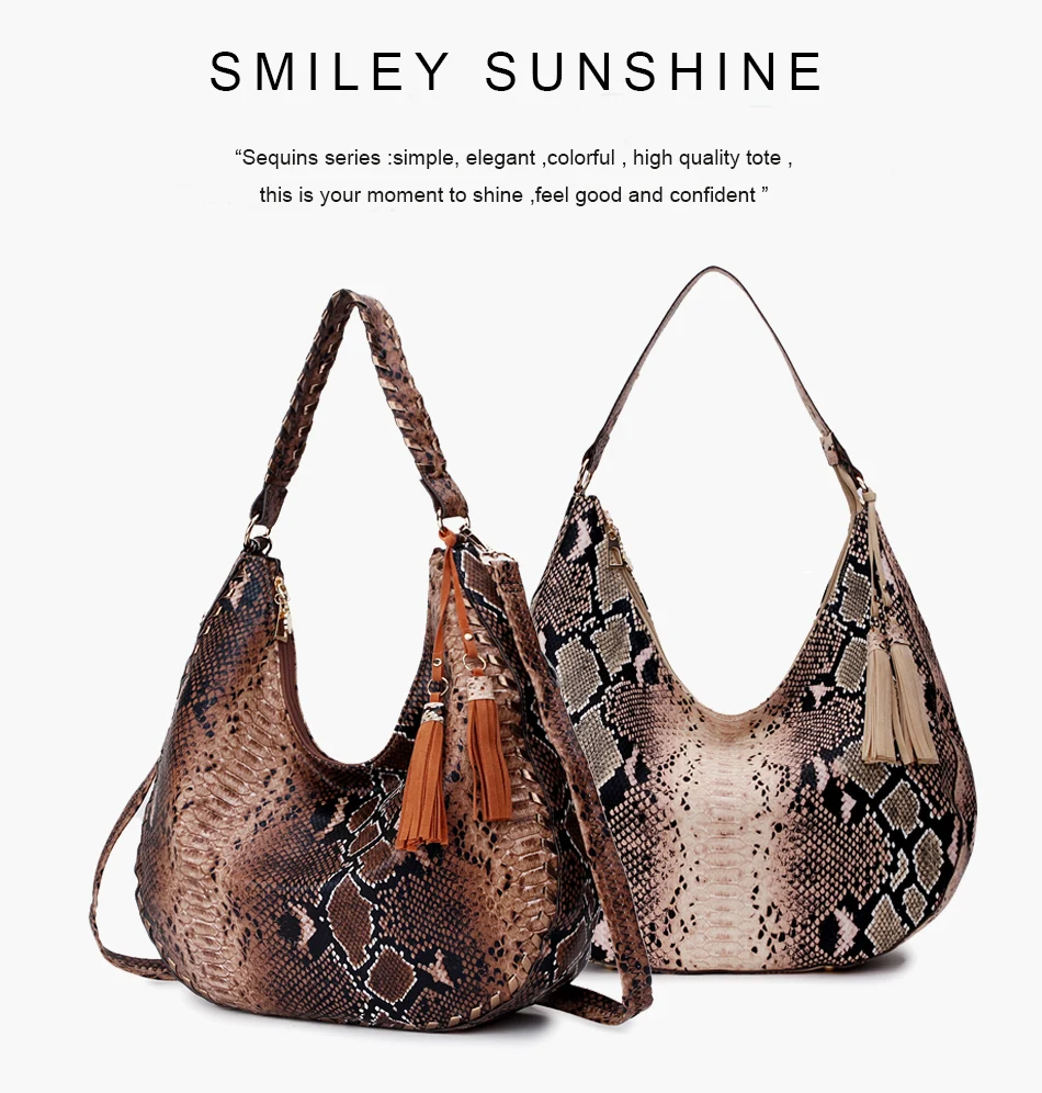Smiley sunshine snake print grandes sacos femininos