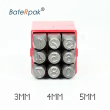 Цифры 3/4/5 мм пунктирной линии Сталь уплотнения, BateRpak шасси автомобиля номер пробойник отверстий Сталь литерный штамп/точечная матрица штамп, 9 шт./кор