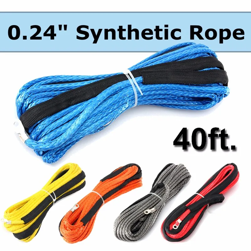 0.24 ''x 40' استبدال الاصطناعية ونش خط كابل حبل 6500 رطل مع غمد للمركبة UTV قبالة الطريق 4x4