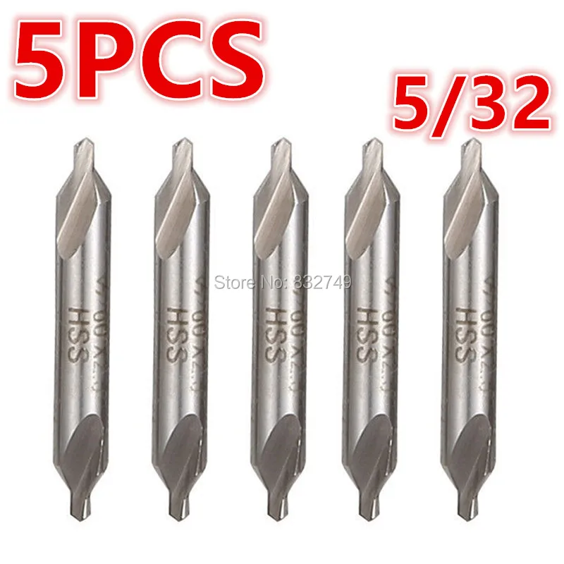 

5pcs 5/32" HSS Center Drills Countersinks 60 Degree Angle Drill Bit Set Tool