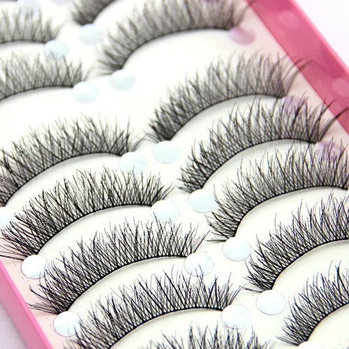 

10 Pairs Natural Cross Elongated Eye Lashes Wedding Party Makeup False Eyelashes