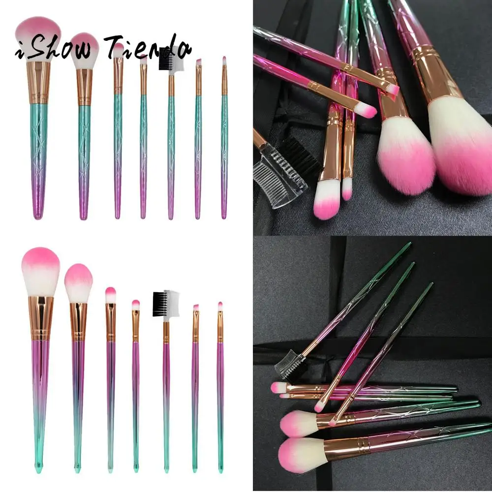 

7Pcs Makeup Brush Set eyeshadow Foundation Wool Fiber Brush Plastic Handle Cosmetics Contour Concealer Blending Brush Tool 2018