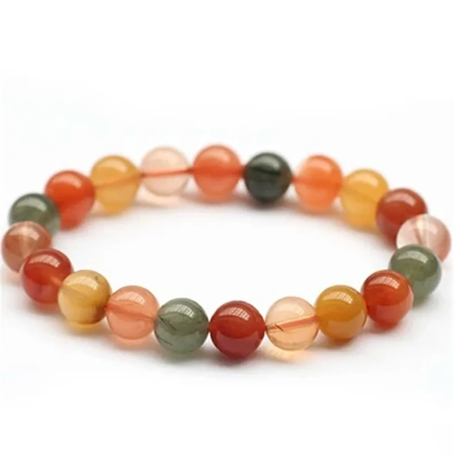 

Genuine Colorful Natural Rutilated Quartz Bracelets 9mm Natural Rabbit Hair Rutilated Quartz Crystal Round Bead Bracelets Women