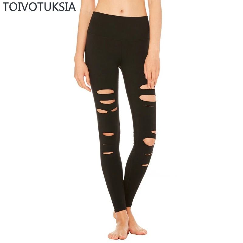 

TOIVOTUKSIA Women Energy Tummy Control Broken Super Stretchy Gym High Waist Sport Leggings
