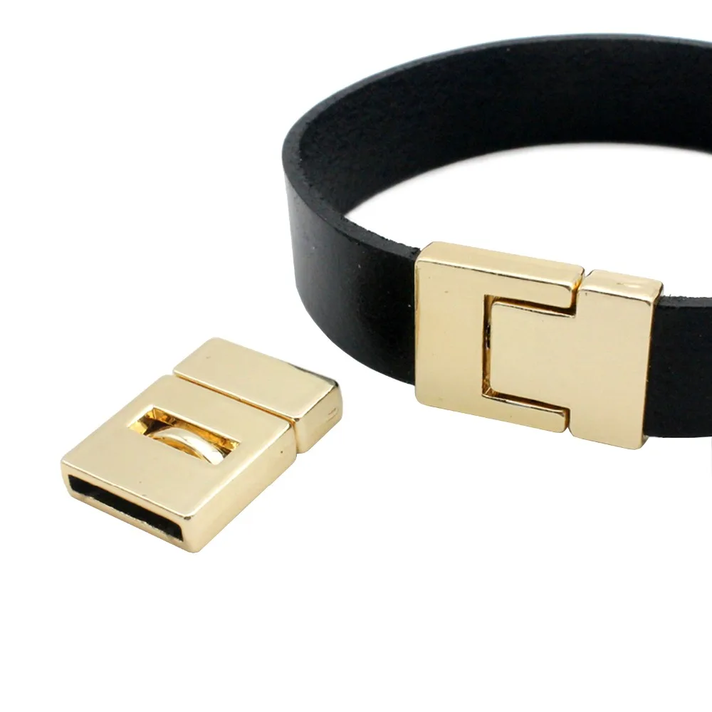 

3 Sets 15mmx2mm Hole Flat Magnetic Closure Silver Gold Copper,Metal Clasps for Bracelet Making to Hold 15x2 Leather Strip