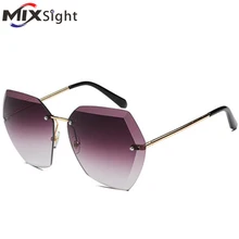 ZK30 негабаритные очки, квадратные защитные очки без оправы, алмазные режущие линзы, брендовые дизайнерские модные солнцезащитные очки, Прямая поставка