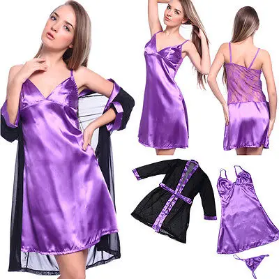Aliexpress.com    : Buy Sexy Lady Lace Satin Robe Sleepwear