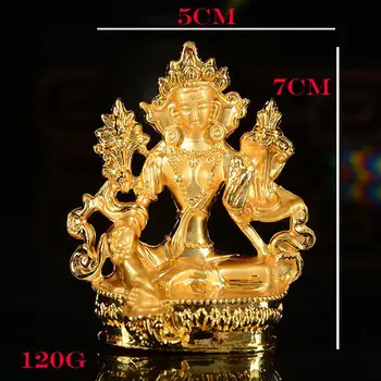 

Tibet Tibetan Mikky Alloy Buddhism Buddhist Gild Green Tara Buddha Statue 7CM