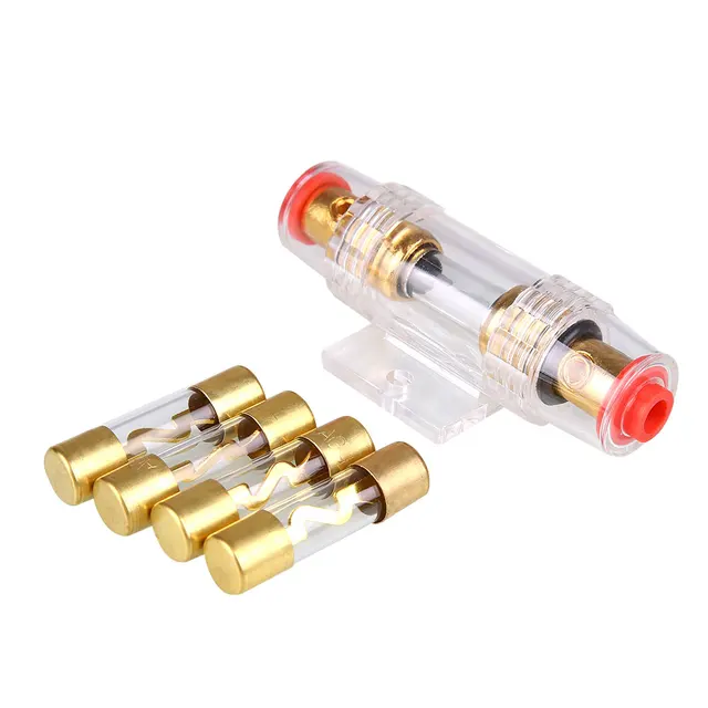 Best Price Vehemo Auto Car Vehicle Audio Amplifier Refit Fuse Holder Gold Plated with 4Pcs Fuses