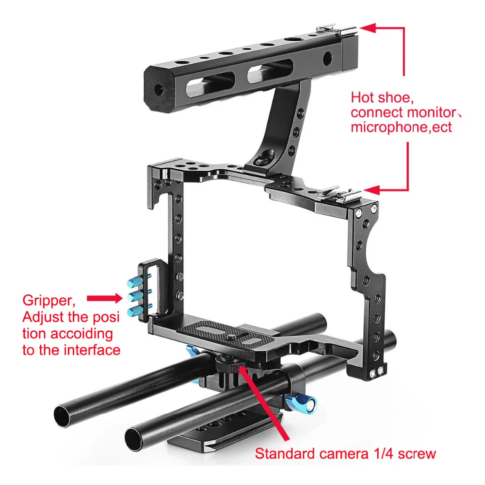 Профессиональная ручка DSLR Rig камера видео клетка комплект стабилизатор+ фоллоу фокус+ Матовая коробка для sony A7S A7 A7R A7RII A7SII GH4