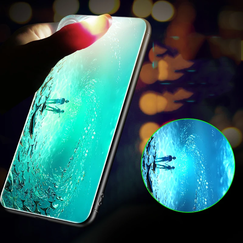 

Laser Luminous For Xiaomi Mi 9T Pro 9T 9 Lite CC9 CC9E 6X A2 A3 Redmi K20 Note 8 7 Glossy Tempered Glass Shockproof Case Cover