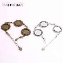 PULCHRITUDE 3 шт./партия металлическая цепочка Кабошон База подходит круглый 20 мм ручной работы Звезда Шарм браслет ювелирные изделия Diy C0984