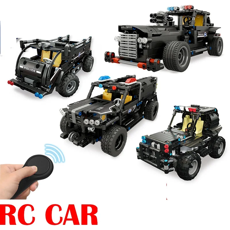 

13005 /06/07/08 Remote Control Police Patrol Car Building Blocks Bricks Toys Boy Gift Compatible with RC Technic Car Set