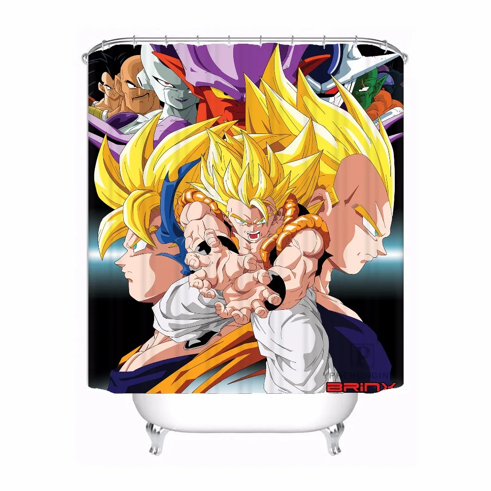 Custom Dragon Ball Goku Shower Bath Bathroom Curtain Mildewproof