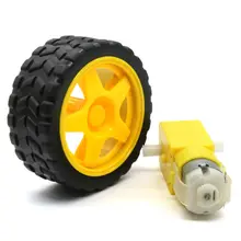 Glyduino DIY Accessories Remote Smart Car Robot Plastic Gears Driver Motor + Tyre tires wheel for Arduino intelligent car