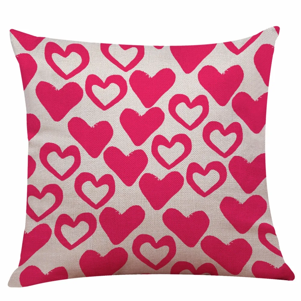 Love Heart pillowcase Polyester and linen single sided printing Home Decorative soft pillow