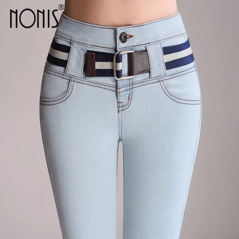 Nonis, женские весенне-осенние облегающие джинсы с высокой талией, расклешенные джинсы размера плюс, Стрейчевые обтягивающие джинсы, джинсовые брюки