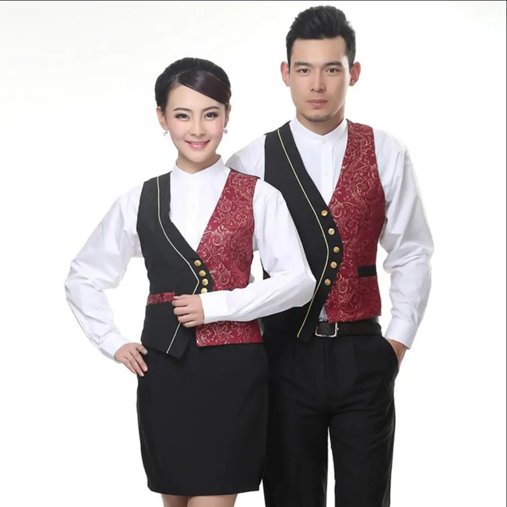 

L-3xl New Fashion Men And Women Stitching Work Wear Vest Ktv Uniform Bar Tooling Uniform Hotel Restaurant Waitress Vest Clothing