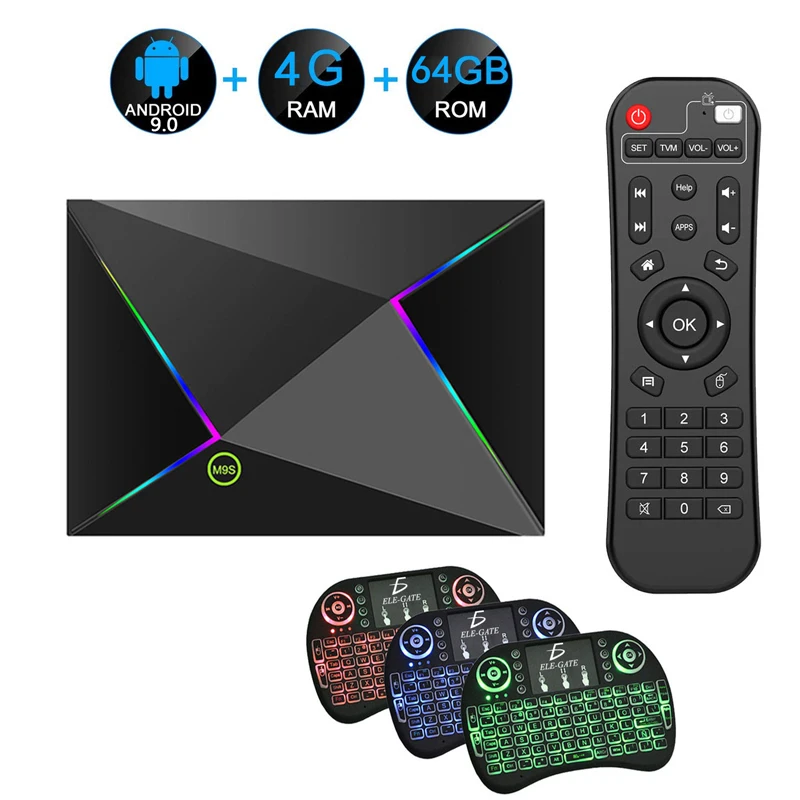 M9S Z8 Smart TV Box 6K Android 9.0 TV Box 4GB RAM 32GB/64GB ROM Quad Core H.265 USB3.0 2.4G WiFi IP
