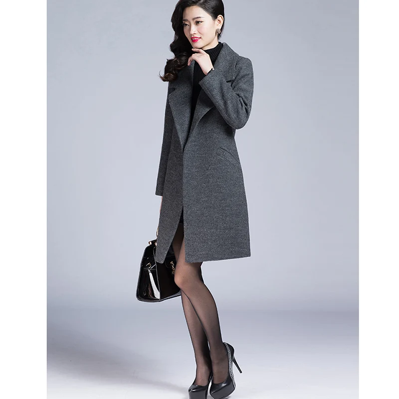 VogorSean женское осенне-зимнее пальто, теплое шерстяное пальто, длинное кашемировое Женское пальто, европейская модная куртка, верхняя одежда размера плюс