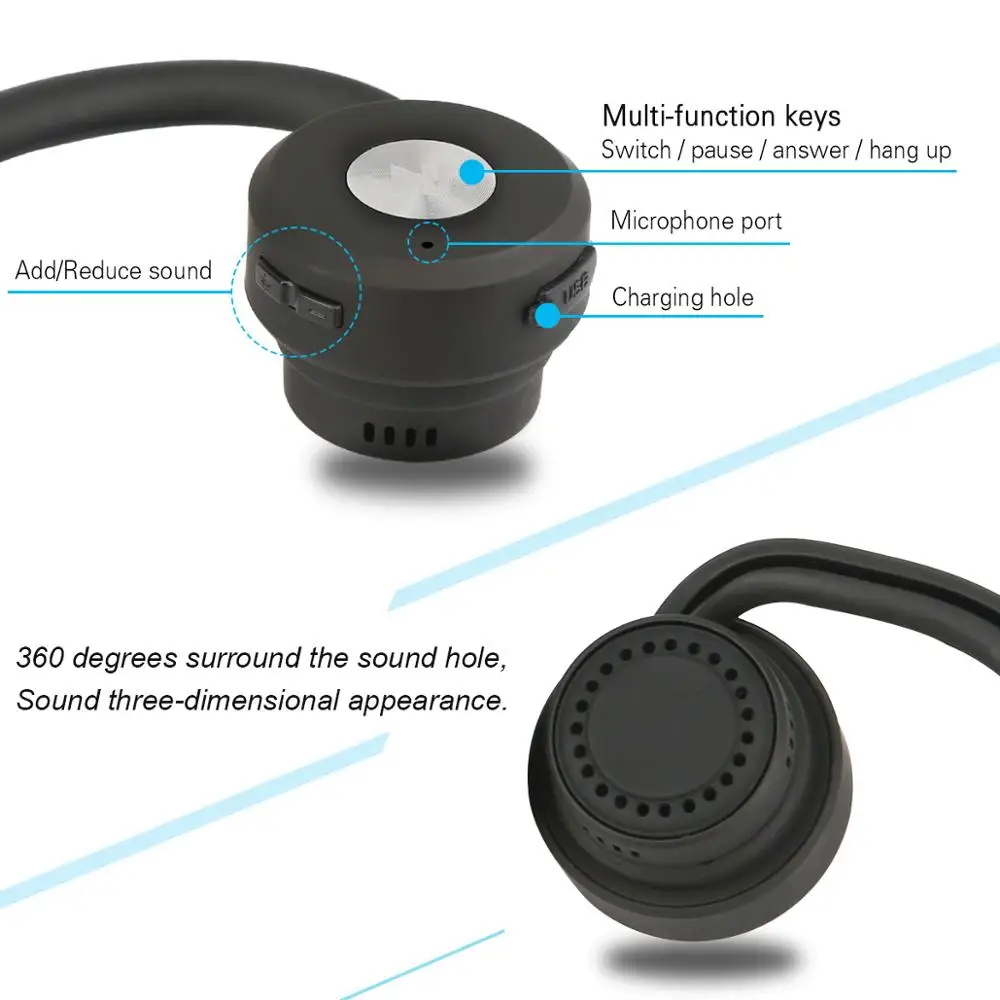 Bluetooth-гарнитура для костной проводимости, спортивные наушники, слуховой аппарат для бега, езды на велосипеде, портативный усилитель, слуховой аппарат для телевизора