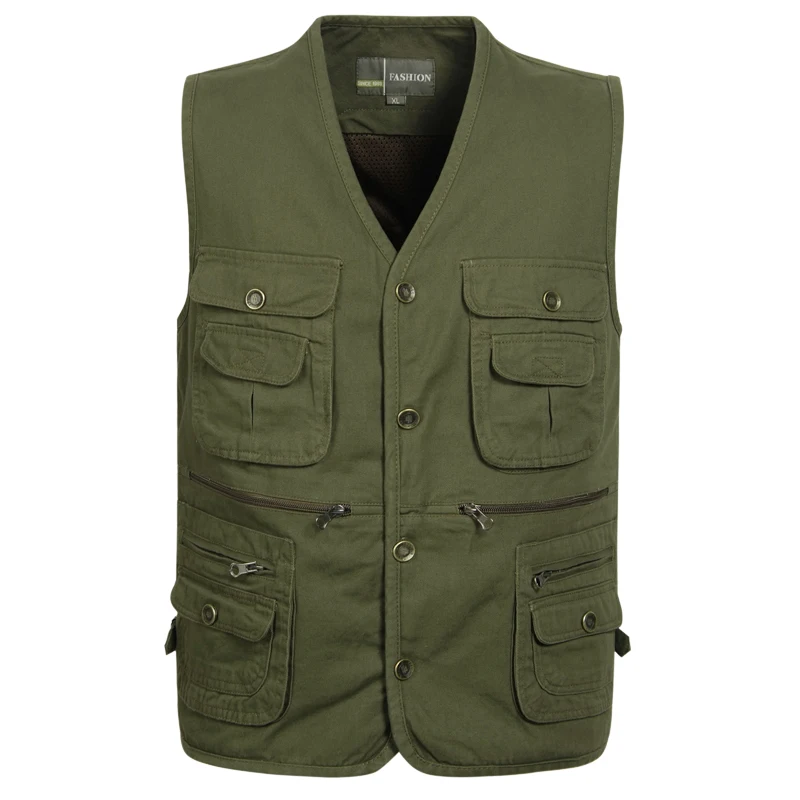 

Male vest spring and autumn quinquagenarian vest male multi-pocket pure cotton vest waistcoat male