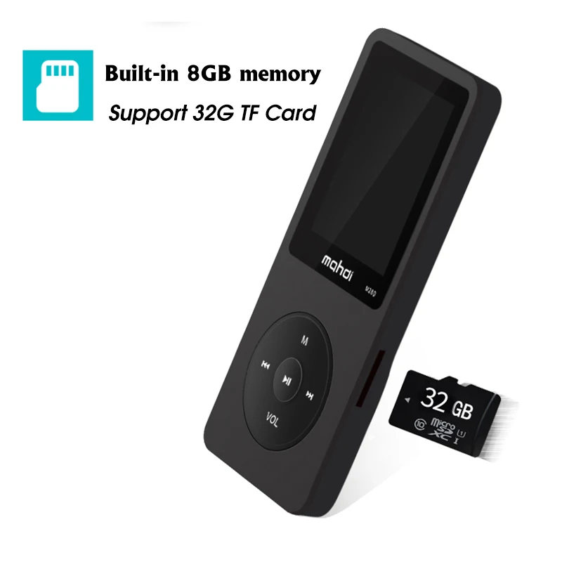 Спортивный MP3 плеер Mahdi M280 Портативный Hi Fi для бега 8 ГБ 1 дюйма TFT экран поддержка 128