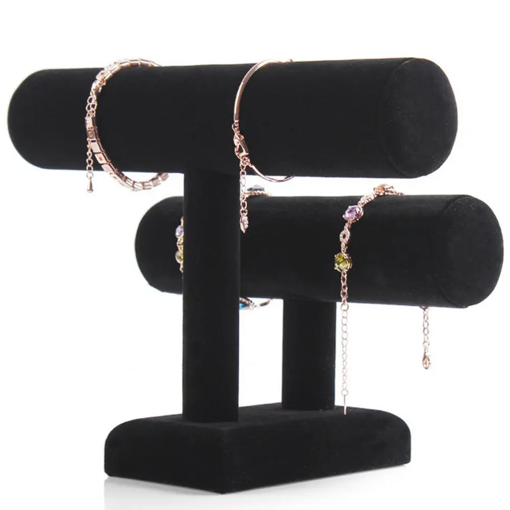  Removable Holder Black Velvet 2 Tier Necklace Jewelry Bangle Bracelet Organizer Holder Display Stan