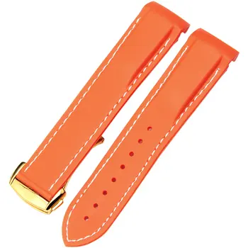

Curved End Silicone En Caoutchouc Montre Sangles Boucle Deployante avec pour Omega Seamaster Bracelet 20mm 22mm Bracelet